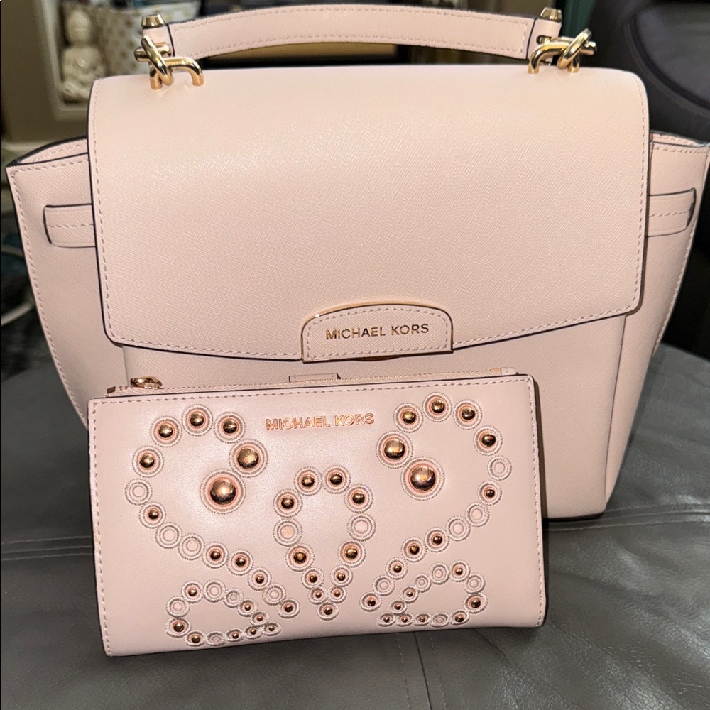 Michael Kors Blush Satchel and Wallet Set